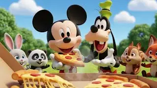 Mickey Mouse and Goofy Share Pizza with Animals 🐰🐼🍕 | Kids Friendship Story