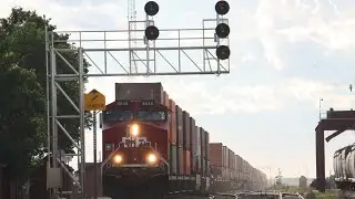Really Fast Train! CP 8048 East Leads CP 100 (Intermodal) East at Maple Creek,SK