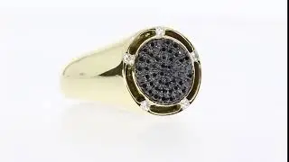 M - 1001 Men Black and White Diamond Signet Ring
