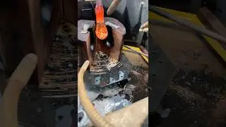 When molten glass meets wood. #glassblowing #woodworking #glass #asmr #satisfying