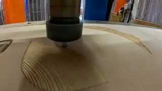 Close Up and Shadowy CNC Routing Tool Path. Satisfying Curved Cuts