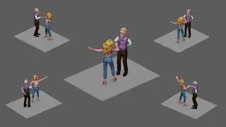 3D Animation of waltz. Two characters.