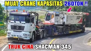 Truk CHINA Tangguh !! SHACMAN 345 Muat Body Crane ZOOMLION QUY 260, Libas Tepung Kanjut Banjar