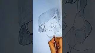 🎨Stylish Girl ❤️Face Pencil Sketch | Easy Portrait Drawing❤️ Tutorial#sketch #drawing #shorts #viral