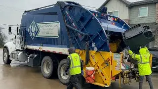 Waste Connections Peterbilt 348 McNeilus Rear Loader Garbage Truck Packing Wet Manual Trash