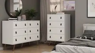 Manhattan Comfort Amber 2-Piece Double Wide and Tall Dresser Set