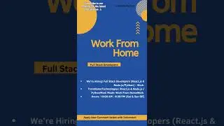 🚨Work from home Opportunity Full stack Developer Jobs React.js + Node.js / python #itjobs #shorts
