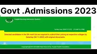 Govt. admissions 2023. BsN admissions . 5th merit list of 44 Candidates