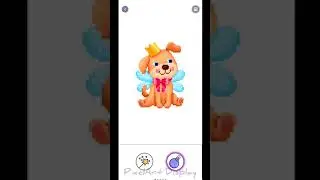 Pixel Art #1130 | Animal, Accessory, Dog, Fairy Wings, Ribbon, Crown, Cartoon, Multicolored