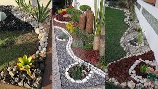Luxury and Unique pebbel stone landscaping ideas 💡 ✨️ 👌/Garden decorations//Pathway home 🏡 &hearts;️ 😀 ❤️ 😎