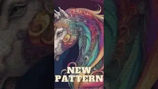 Colorful Abstract Unicorn Full Coverage Counted Cross Stitch Pattern