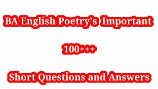 BA 3rd year English Poetry MCQs