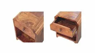 IN3985 - Newton Mini Chestnut Nightstand, Drawer & Shelf | 100% Solid Mango Wood | Artisan Furniture