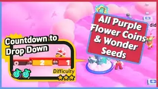 Countdown to Drop Down - All Purple Flower Coins & Wonder Seeds + Flagpole in Super Mario Wonder