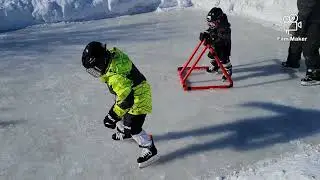Corbin's backyard (no liner) rink/ learning to skate