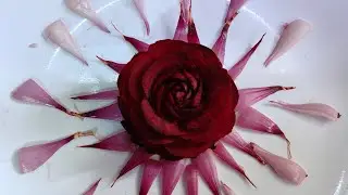 jeetu chef fruit carving  is live beetroot  onion 🧅 and bottle gourd flowers 🌹 make design cutting