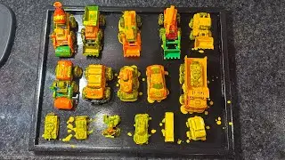 Cleaning Toy Racing Cars, Mixer Trucks, Trains, Steel Tanks,Telolet Buses, Airplanes and Excavators.