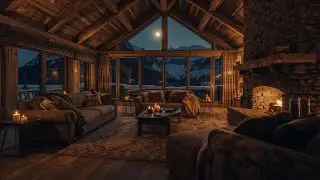 Moonlit Mountain Cabin &ndash; Crackling Fireplace & Candlelit Ambience 🌕🔥