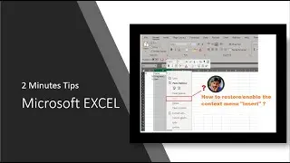 TIPS - Microsoft Excel - Enable Insert Context Menu