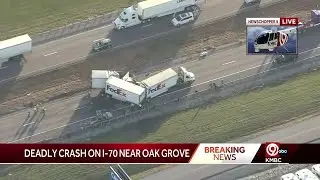 1 dead, 2 injured following crash involving two semi-trucks on Interstate 70 between Oak Grove an...