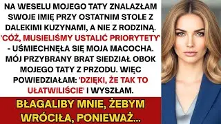 „Musieliśmy nadać priorytet” – uśmiechnęła się macocha  Dostałem OSTATNI stolik na ślubie taty…