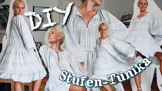 DIY Tunika / Kleid im Stufenlook selber nähen (+ Biesen)