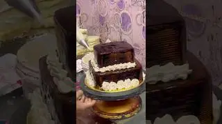 Dark chocolate cake ￼ square Cake design #shots #cake video like 👍 share and subscribe&hellip;