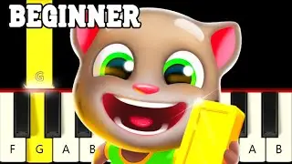 Talking Tom Gold Run - Easy and Slow Piano tutorial - Beginner