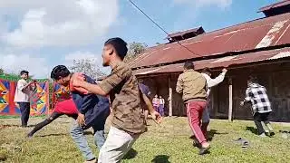 A fun ice breaking moment by the Dollang Students' Union boys football tea.