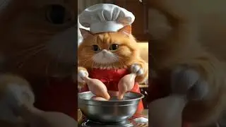 Tommy Cooking KFC Fry!🍗 #catvideos #cartooncat#kitten #tommycat #cateating
