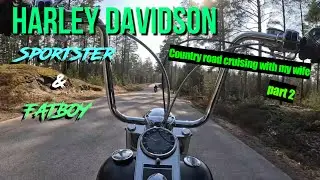 Harley Davidson - Sportster & Fatboy, country road cruising in South of Finland, part 2