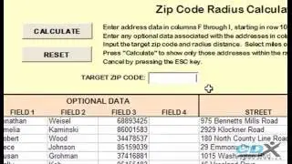Zip Code Radius Analysis in an Excel Template