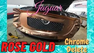 How to use Satin Rose Gold Chrome for a Chrome Delete on a Jaguar #chromedelete #rosegold #carwrap
