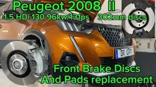 Peugeot 2008 Front brake pads and discs Change DIY Peugeot 2008 II Bremsen Wechseln Vorne 1.5 HDi