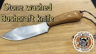 Stone washed bush knife full build #bushcraftknife #knife #bladesmith