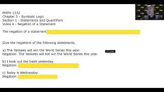 MATH 1332 3.1.4 &ndash; Negation of a Statement