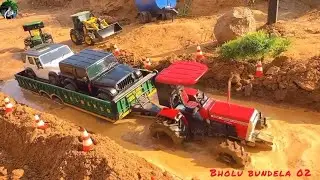 Rc Tractor in Extreme Mud Challenge pulling long trolley 🔥Offroad in mud part 1