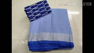 Soft Lenin cotton saree with ikkat blouse