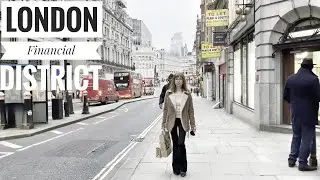 London City Walk, the Financial District, Strand, Fleet Street, St. Paul Cathedral. London Walk. 4K.