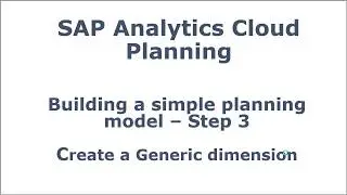 SAP Analytics Cloud Planning - Generic dimensions