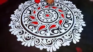 Top 2 Best Round Alpona design for durga puja/Simple alpona design for Durga Puja festival/rangoli 