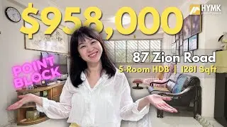 87 Zion Rd | 5 Room Singapore HDB | Discontinued POINT BLOCK Layout + Great World & Havelock MRT