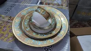 GOLDEN DINNER SET 93pc Mohammed Shakeel Bhai TAJ mahel AGRA UP DELIVERY price 12000 8 members only.