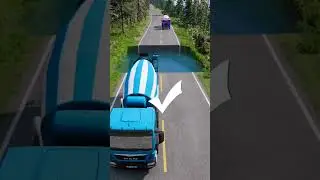 Mixer Cement Truck VS Massive Water Pit #18 | #carsvswaterpit #doubleflatbedtrailertruckvsspeedbumps