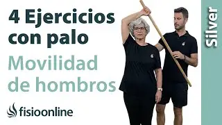 4️⃣ EJERCICIOS para la MOVILIDAD de HOMBROS con un PALO para adultos MAYORES💪🏻👩🏼‍🦳