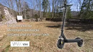Mit dem E-Scooter VMAX VX4 die Forststra&szlig;e MTB Strecke  und zur Ruine hoch und runter - Hohenberg N&Ouml;