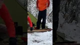 Winter camping tent stove backcountry life 🏕️ #bushcraft #wintercamping #3wstove #wstove