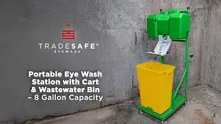 Portable Eye Wash Station &ndash; 8 Gallon with Cart & Wastebin | TRADESAFE