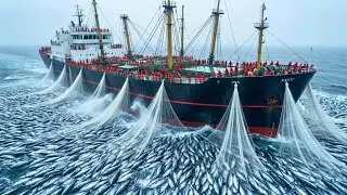 Barco pesquero comercial gigante: toneladas de pescado capturadas en solo unos minutos