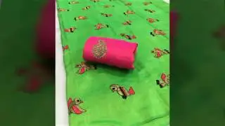 P#2 || 2 tone raw silk with contrast embroidery saree - Rs.1130
